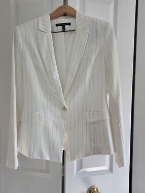 White House Black Market White Pinstripe Single-Button Blazer